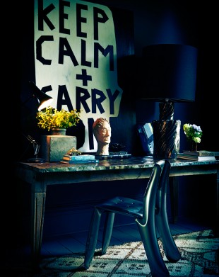 Barbara Smith's Keep Calm + Carry On in Abigail Ahern's studio